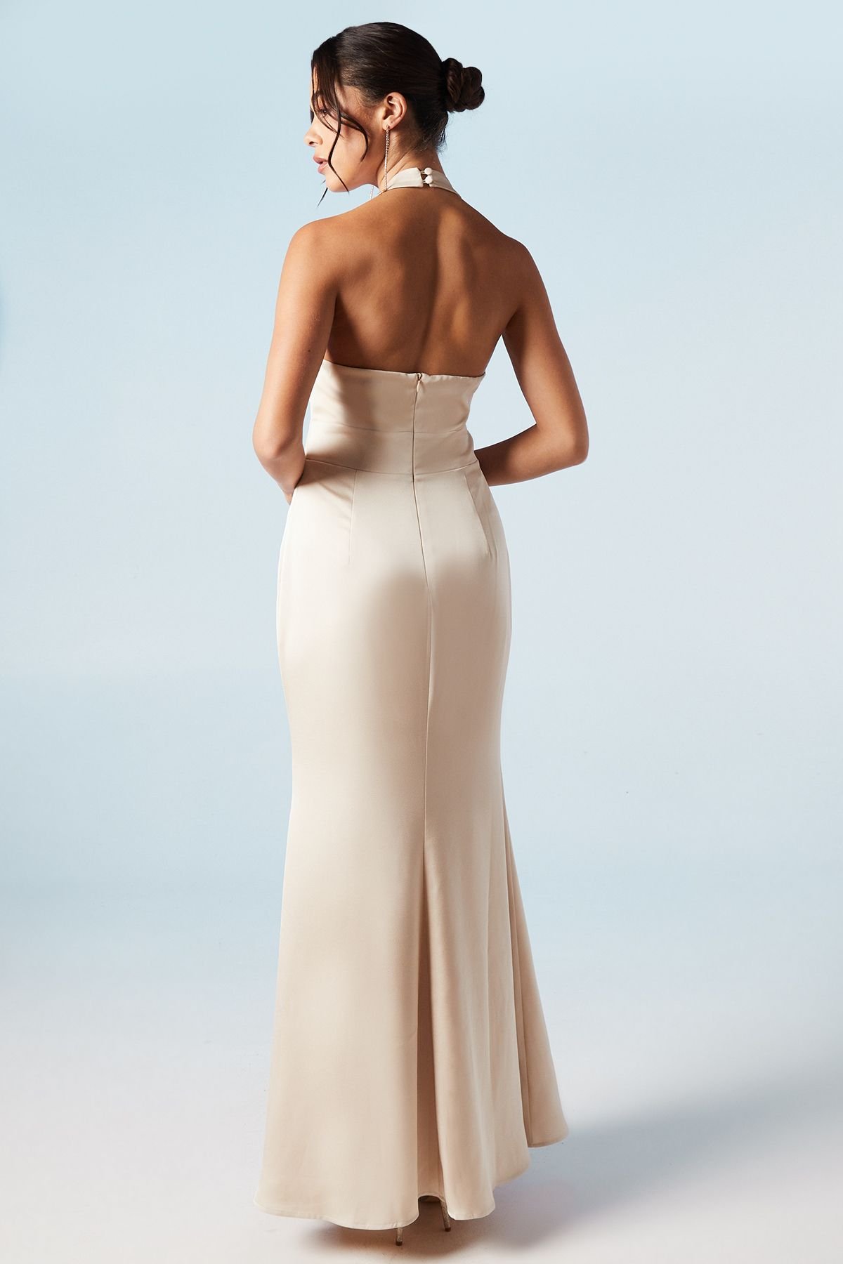 Coast Coast Women's Halterneck Satin Bridesmaid Dress in Champagne - 3