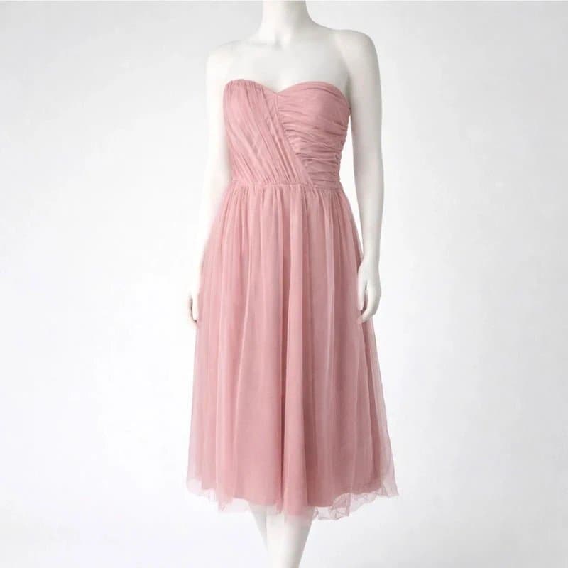 ASOS ASOS Dusty Pink Strapless Tulle Midi Dress UK 14 Sweetheart NEW