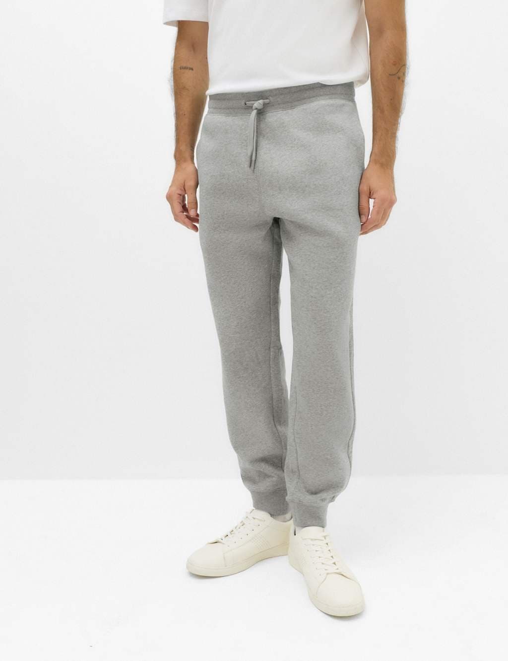 Marks & Spencer M&S Cotton Rich Brushback Cuffed Joggers Grey Marl