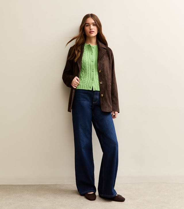 New Look Women's Bright Green Crew Neck Cable Knit Waistcoat New Look - 3