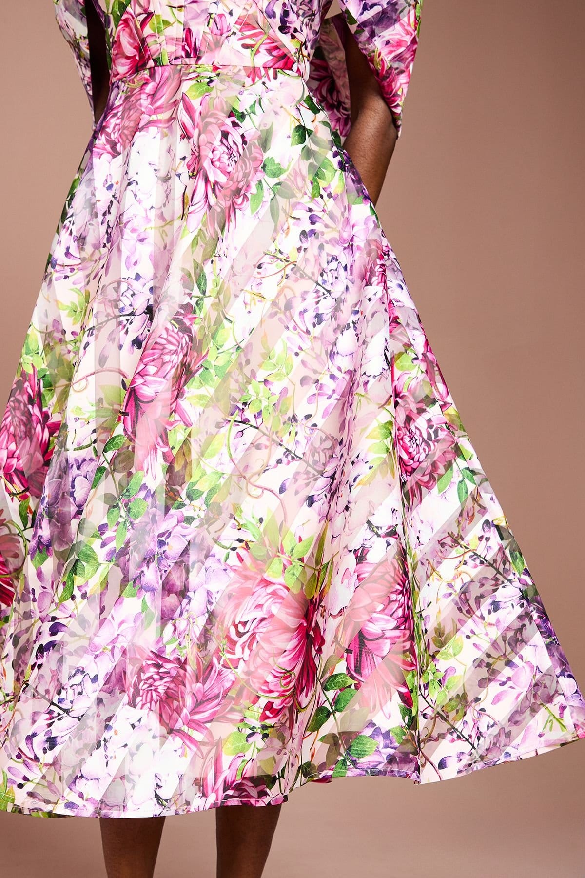 Coast Coast Women's Lisa Tan Printed Organza Bardot Midi Dress in Pink - 4