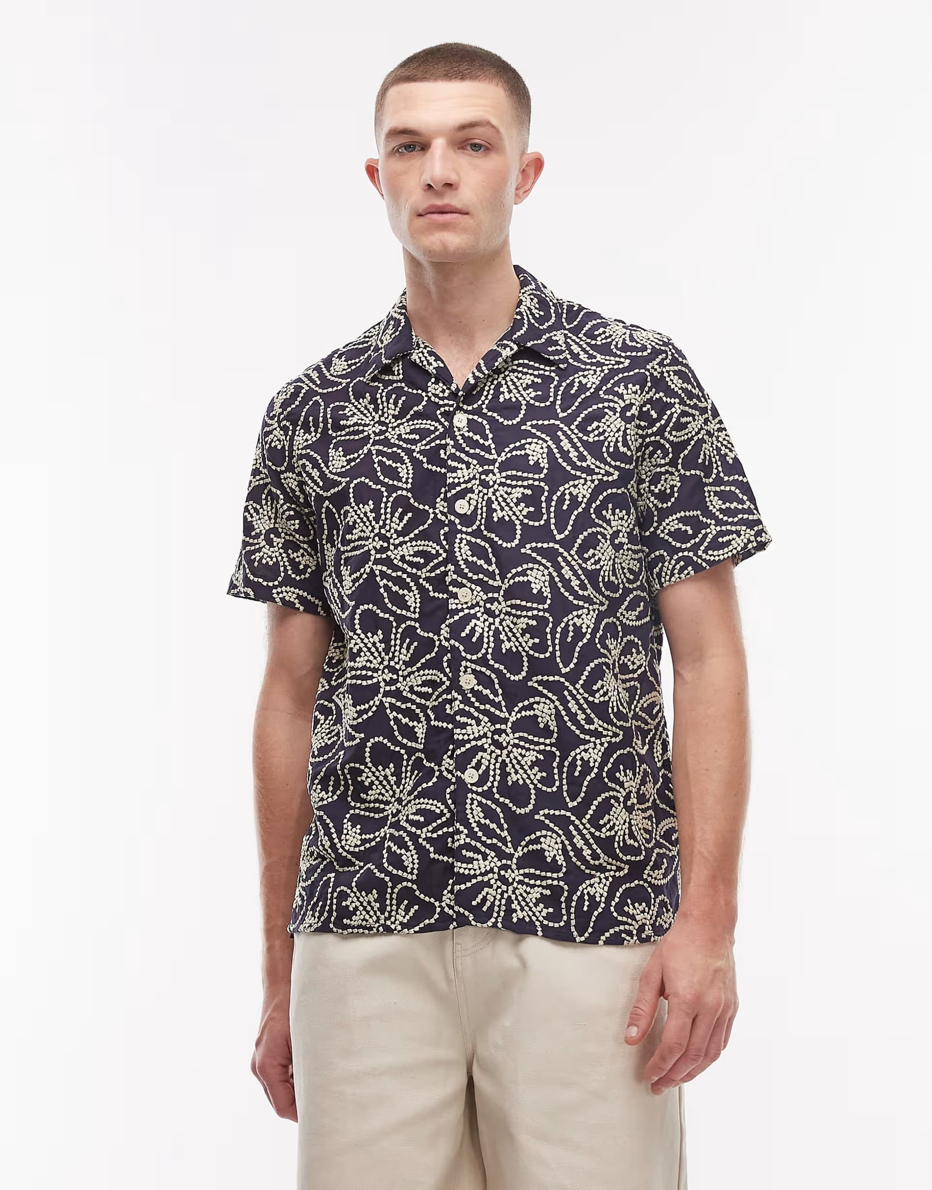 ASOS PS Paul Smith floral embroidered shirt in navy