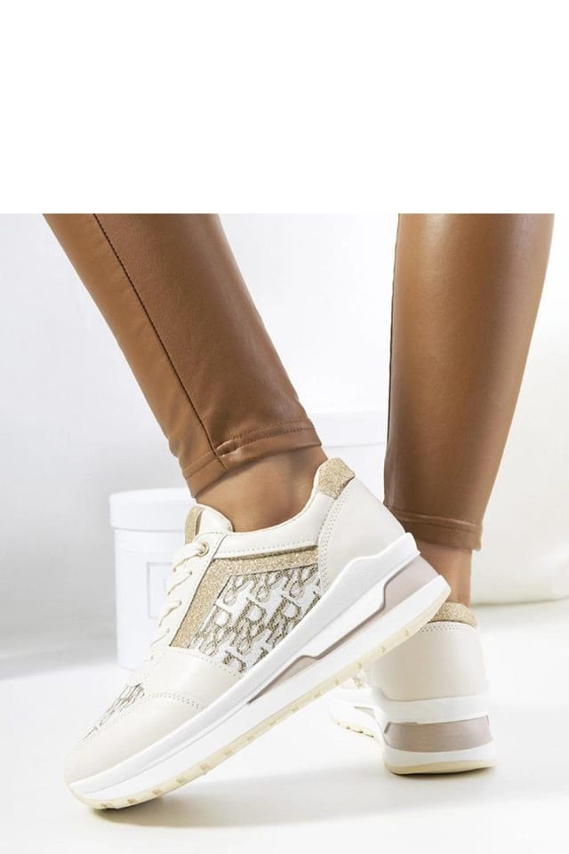 Love Lace Love Lace Women's Aloisia Lace Up Sneakers with Lightweight White Rubber Sole in Off-White - 3