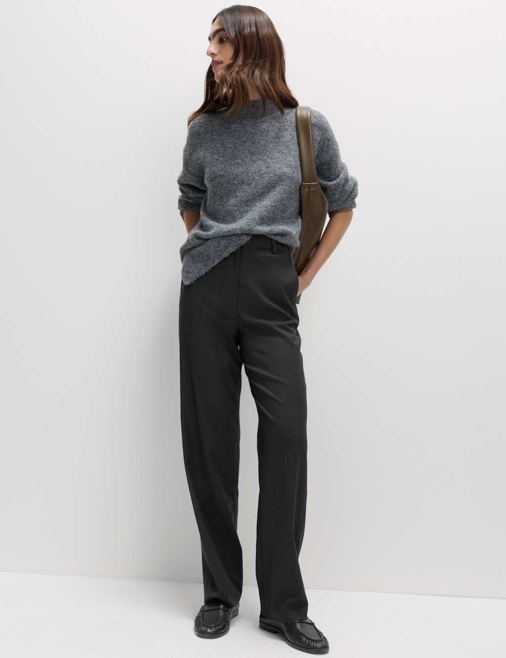 M&S Charcoal Stretch Straight Leg Trousers
