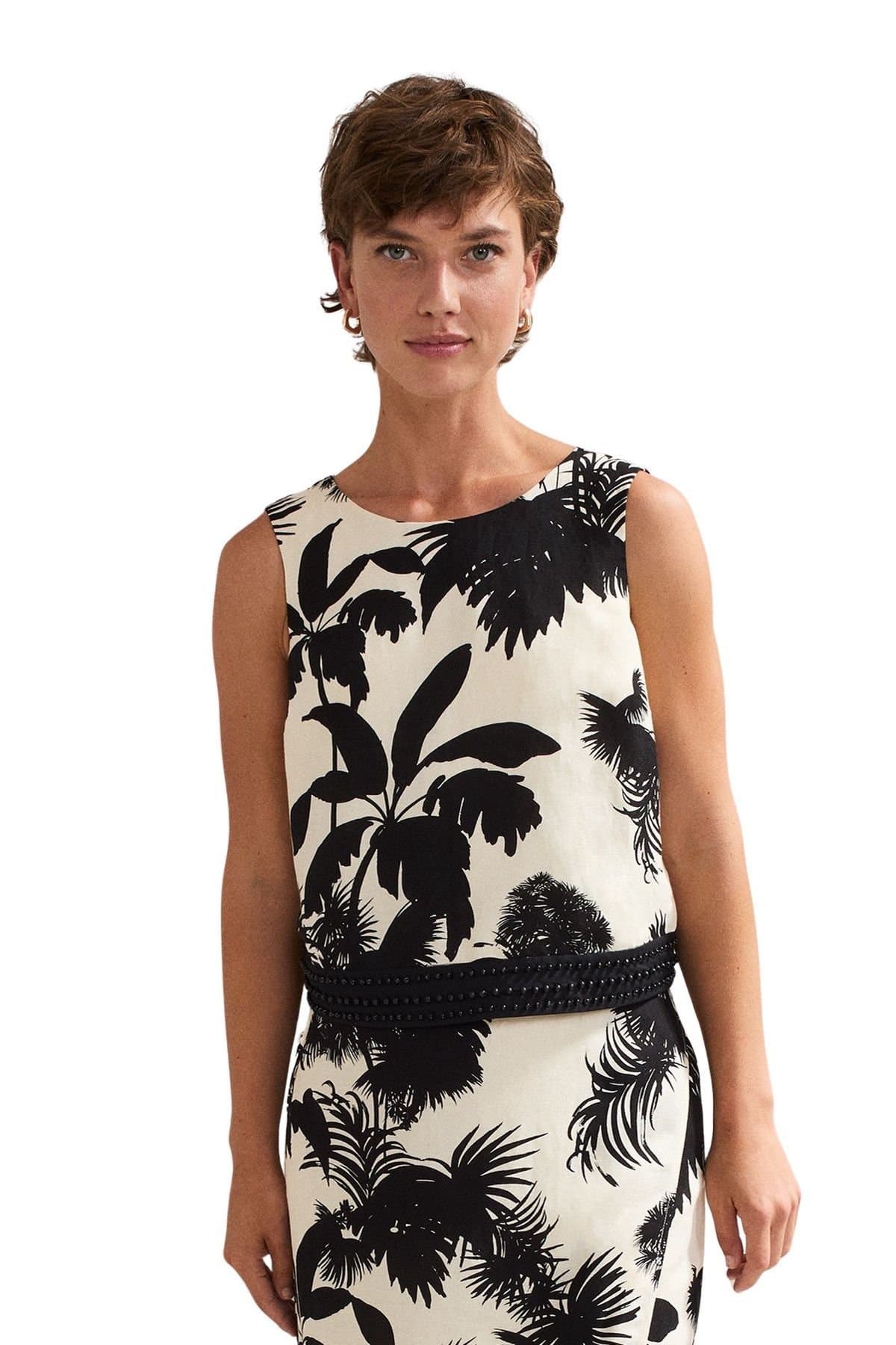 Phase Eight Phase Eight Women's Sleeveless Linen Vittoria Beaded Top in Black