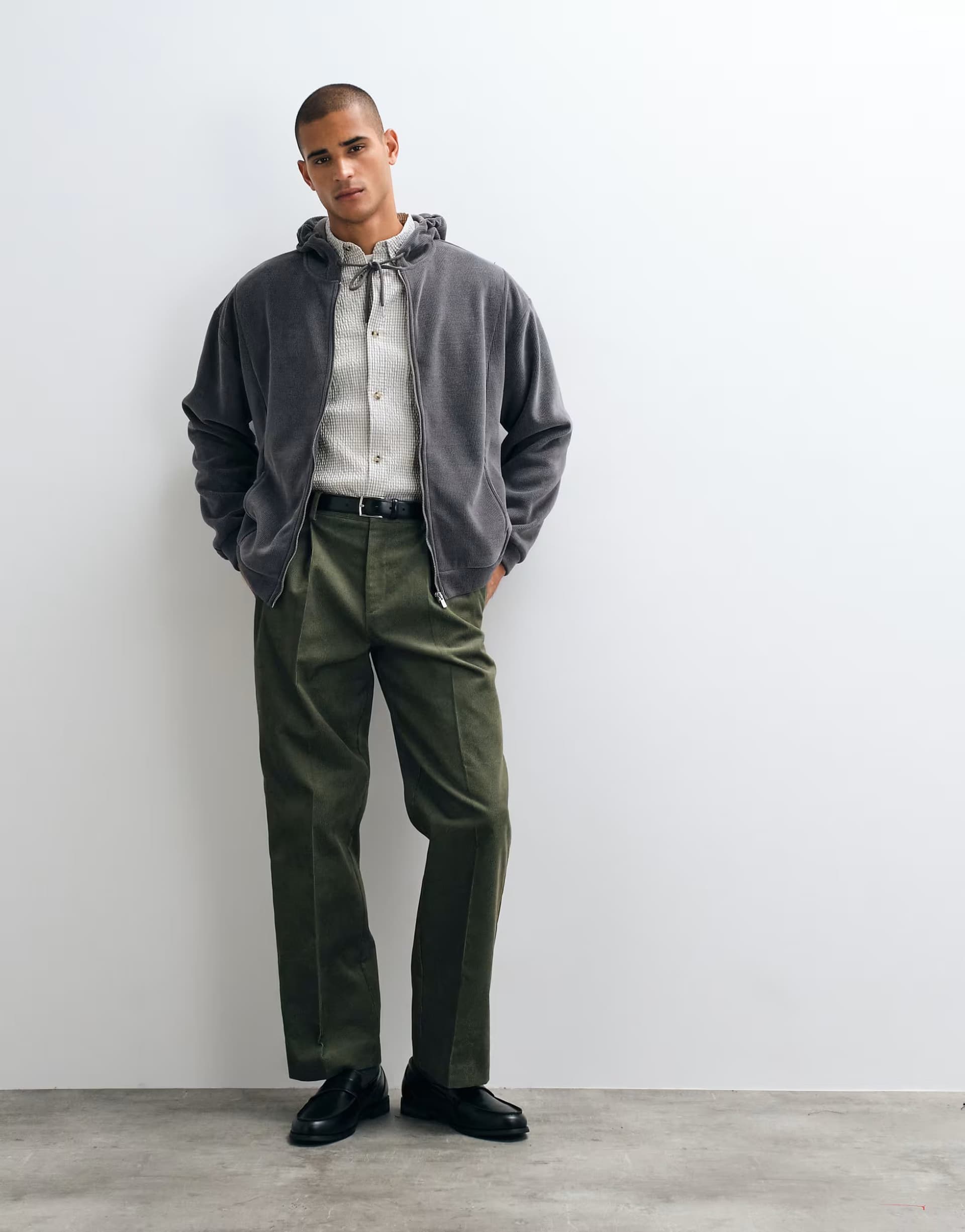 ASOS ASOS DESIGN tailored two tone corduroy wide leg trousers in dark green