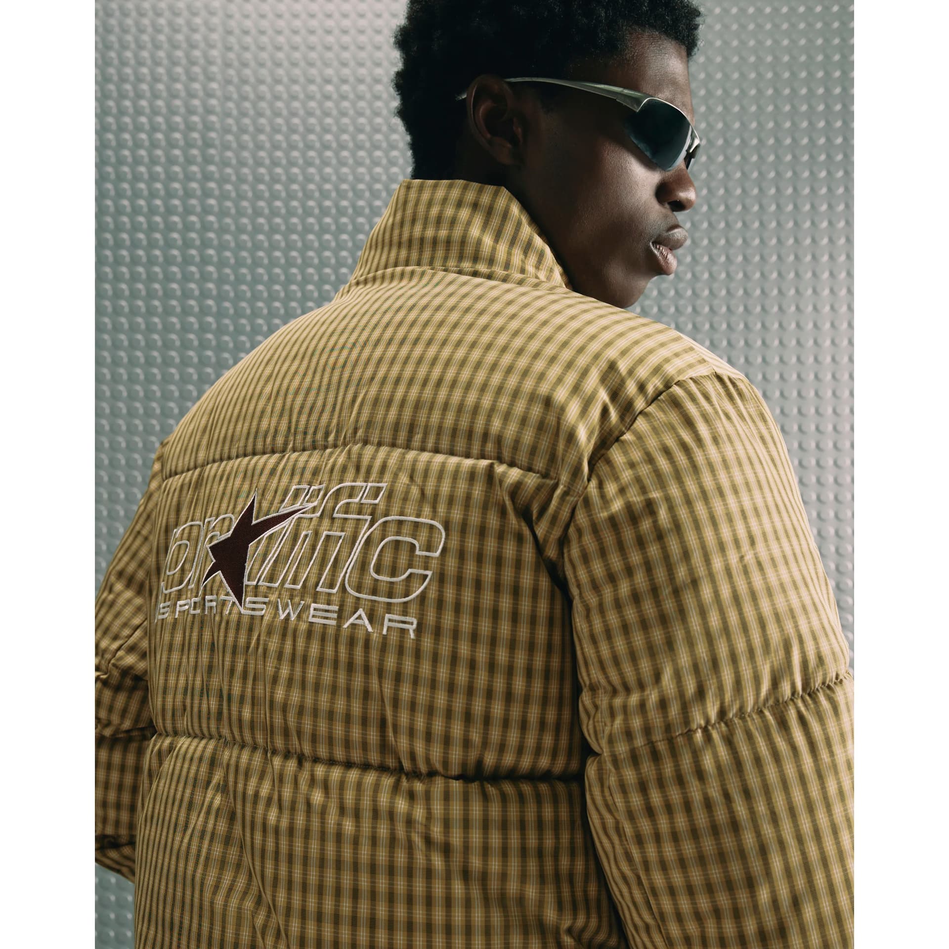 River Island Mens River Island Brown Microcheck Puffer Jacket