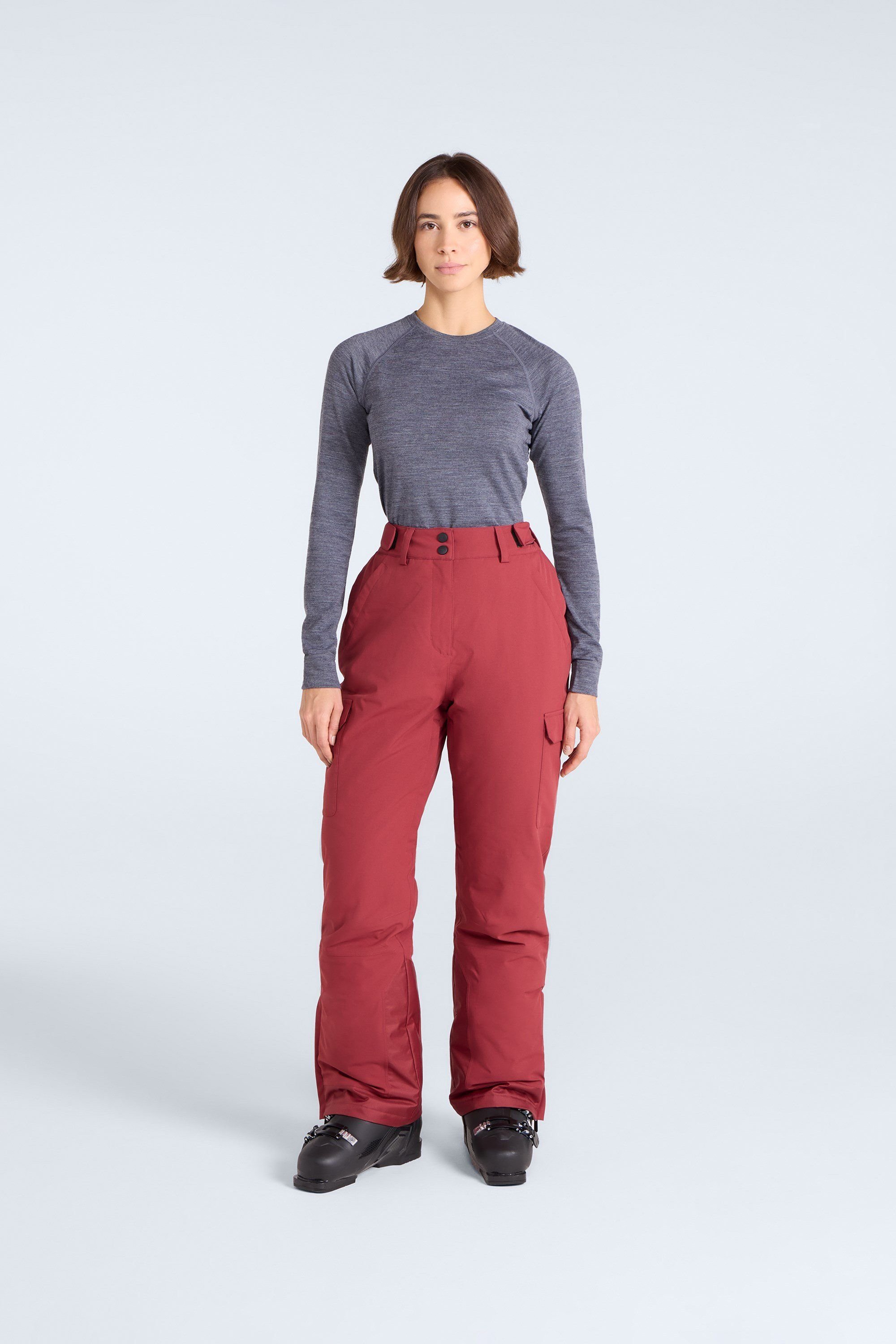 Animal Animal Women's 'Glaze' Insulated Snow Pants Warm Adjustable Waist Warm Winter Trouser in Red - 2