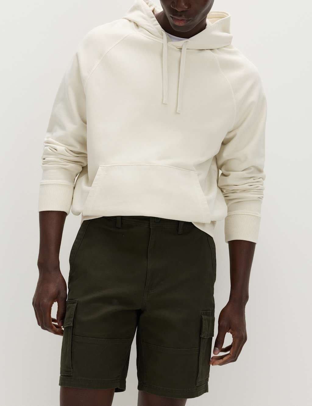 Marks & Spencer M&S Dark Khaki Straight Fit Stretch Cargo Shorts