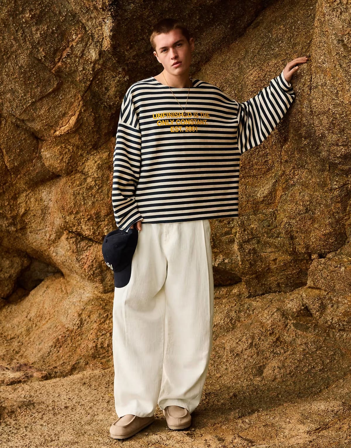 ASOS Bershka Super baggy trousers linen blend in white - CREAM - 1
