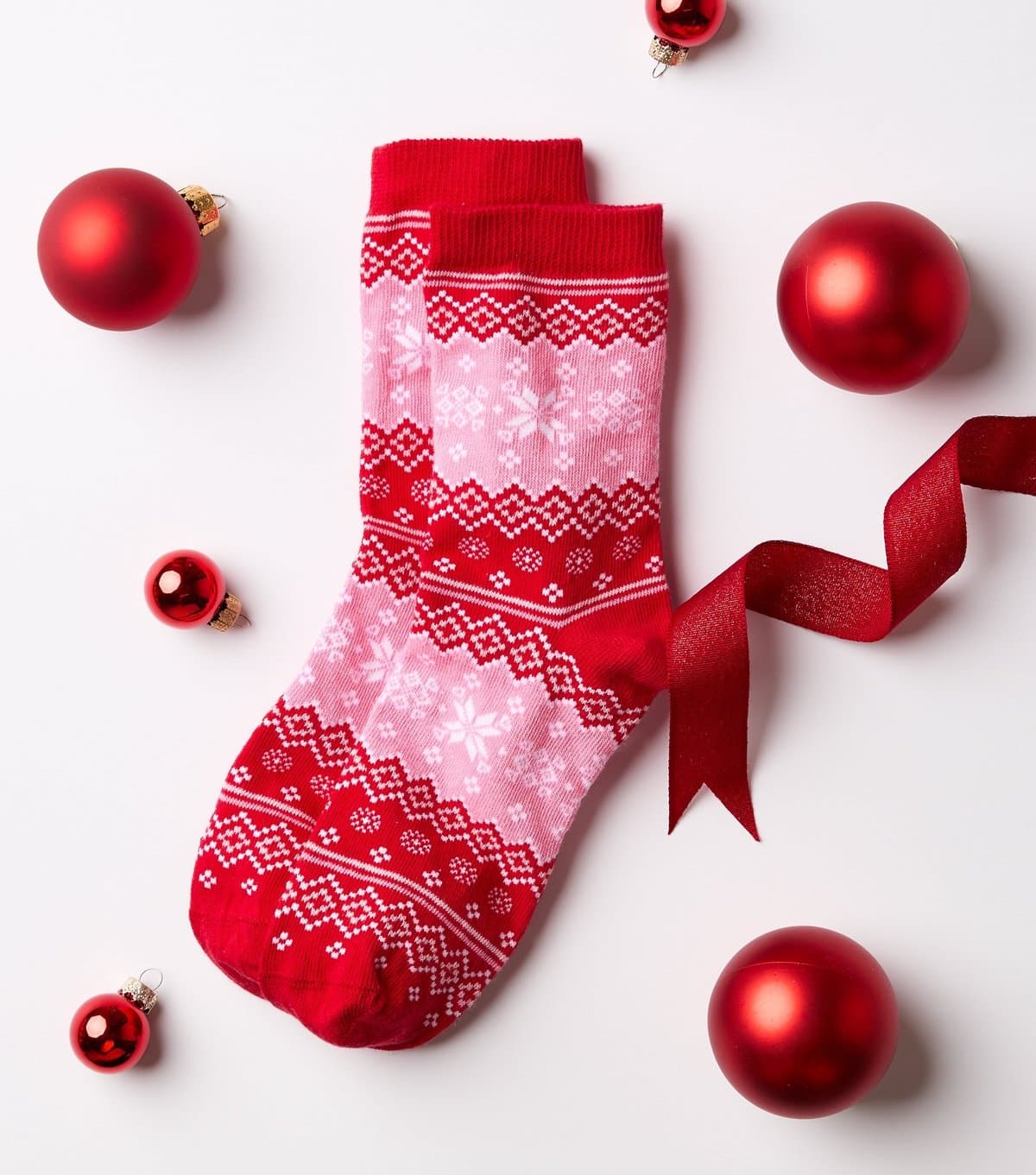 New Look Red Cotton Rich Fair Isle Pattern Ankle Socks New Look