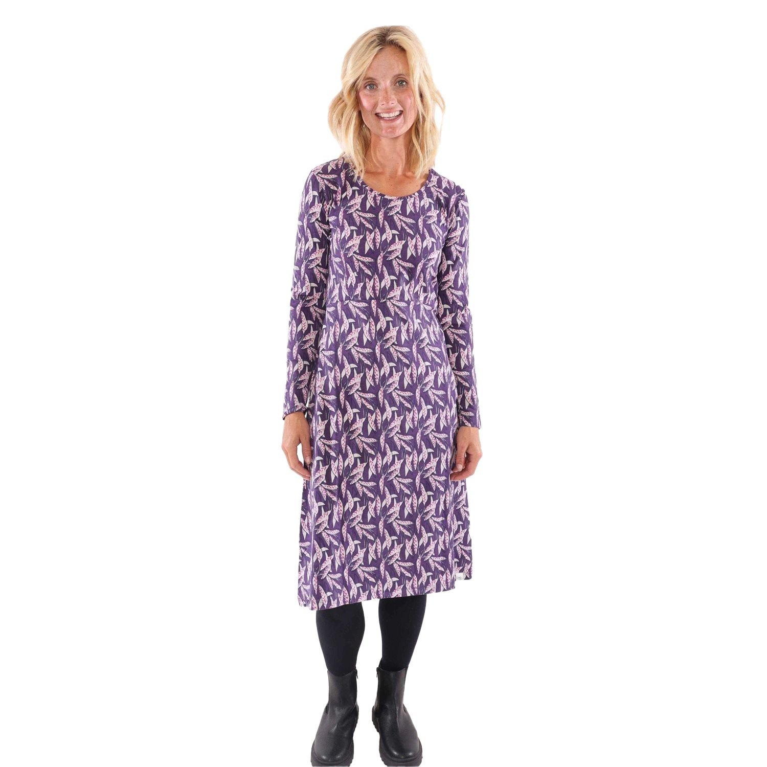 Lazy Jacks Lazy Jacks Women's Barley Long-Sleeved Midi Dress in Purple - 3