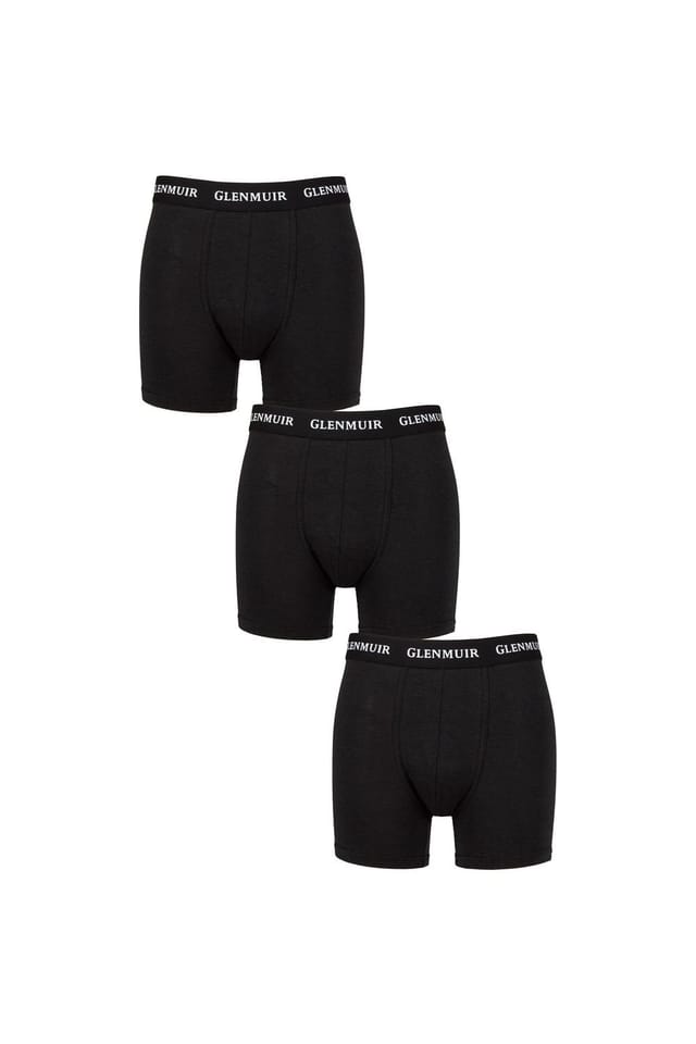 Glenmuir Glenmuir Men's Mens 3 Pack Cotton & Bamboo Blend Long Leg Trunks in Black - 2