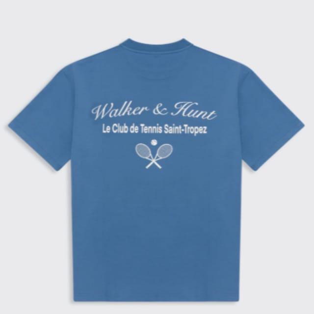 Walker & Hunt Walker & Hunt Men's St Tropez Tennis Club Tee in Blue - 2