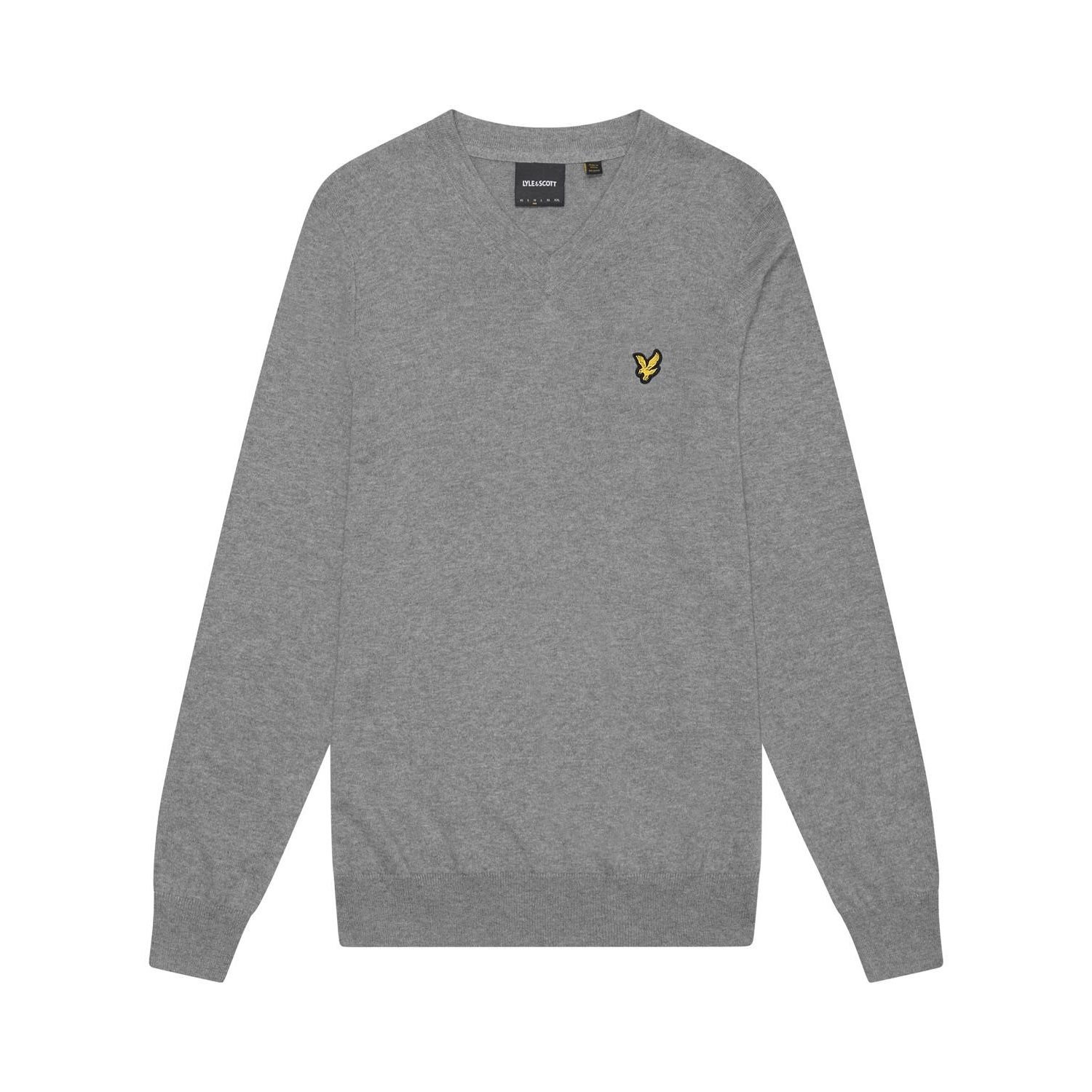 Lyle & Scott Lyle & Scott Men's Cotton Merino V Neck Jumper in Mid Grey - 3