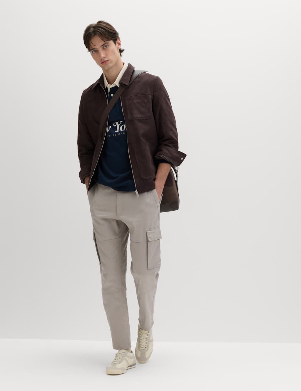 Marks & Spencer M&S Tapered Fit Stretch Cargo Trousers Pebble - 2