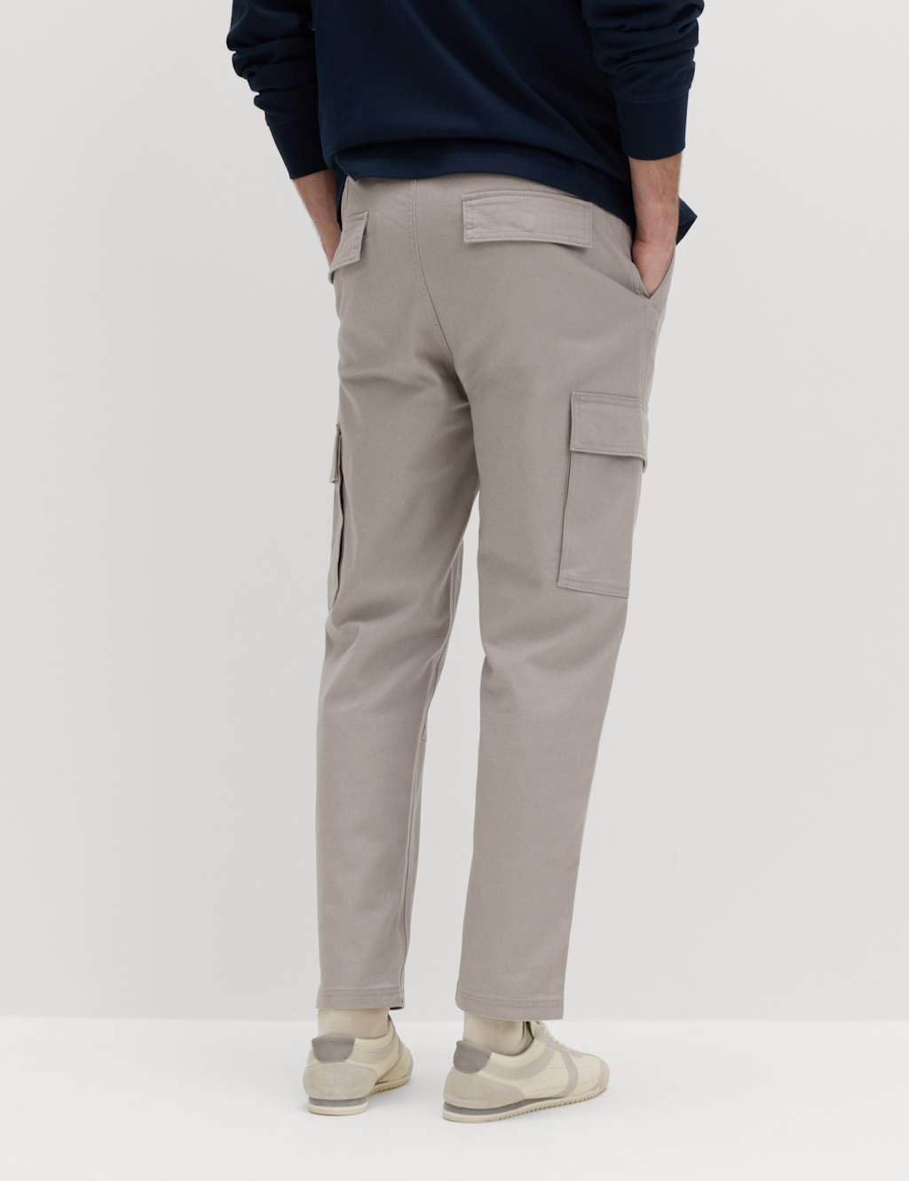 Marks & Spencer M&S Tapered Fit Stretch Cargo Trousers Pebble - 4