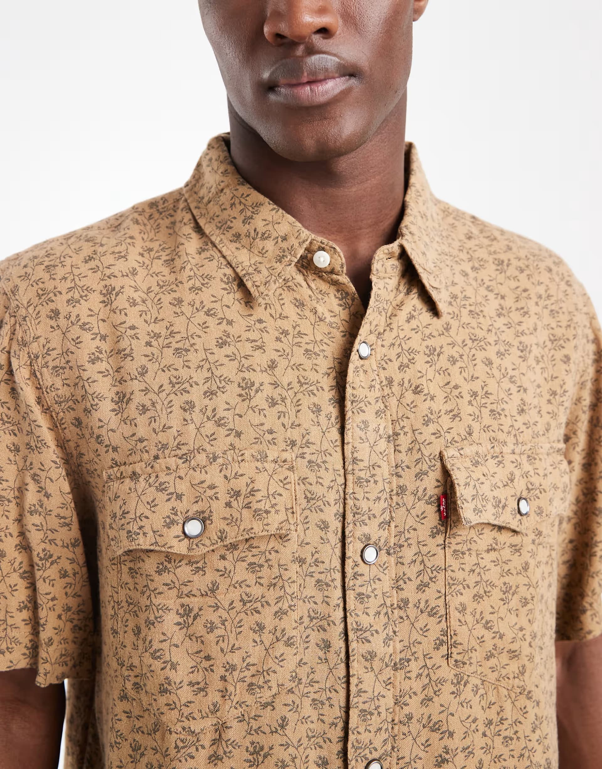 ASOS Levi's linen blend western short sleeve relaxed shirt in brown floral