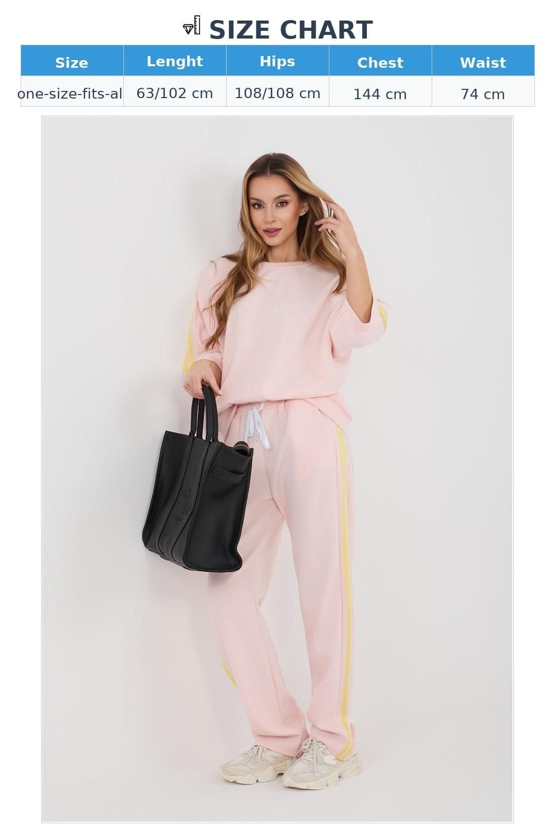 Love Lace Love Lace Women's Stripe Soft Touch Crew Neck & Straight Leg Pants Set in Pink - 4