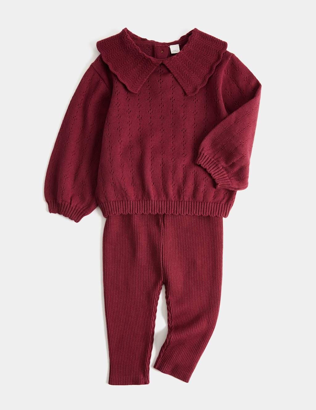 Marks & Spencer M&S Pure Cotton Pointelle Top & Bottom Outfit Claret