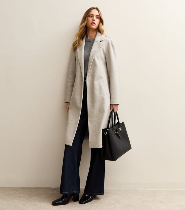 New Look Women's Light Grey Open Front Longline Coat New Look - 3