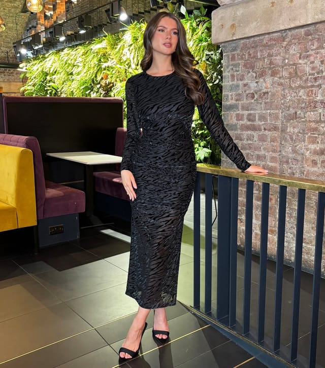 AX Paris Women's Black Pattern Overlay Midi Dress AX Paris New Look - 2