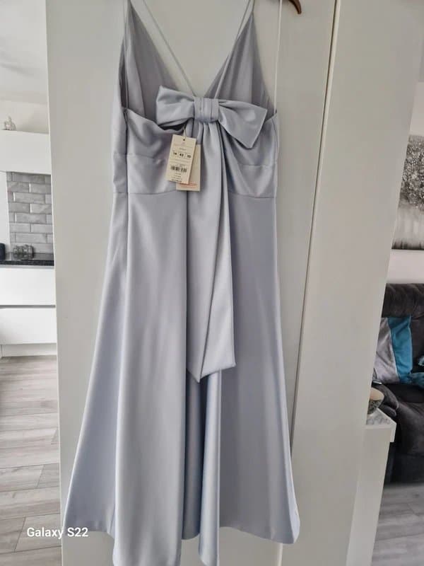 Monsoon Beautiful grey  blue tint satin monsoon limited edition dress