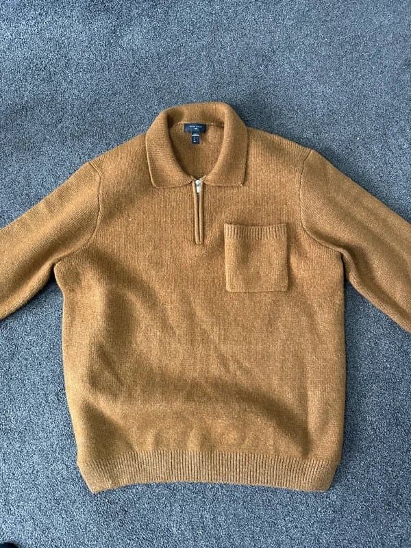 New Look Brown Regular Fit Long Sleeve Brushed Quarter Zip Polo Knit Jumper