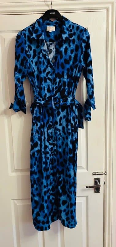 Dancing Leopard Dancing leopard plunge midi shirt dress wedding work party holiday 14 same day post