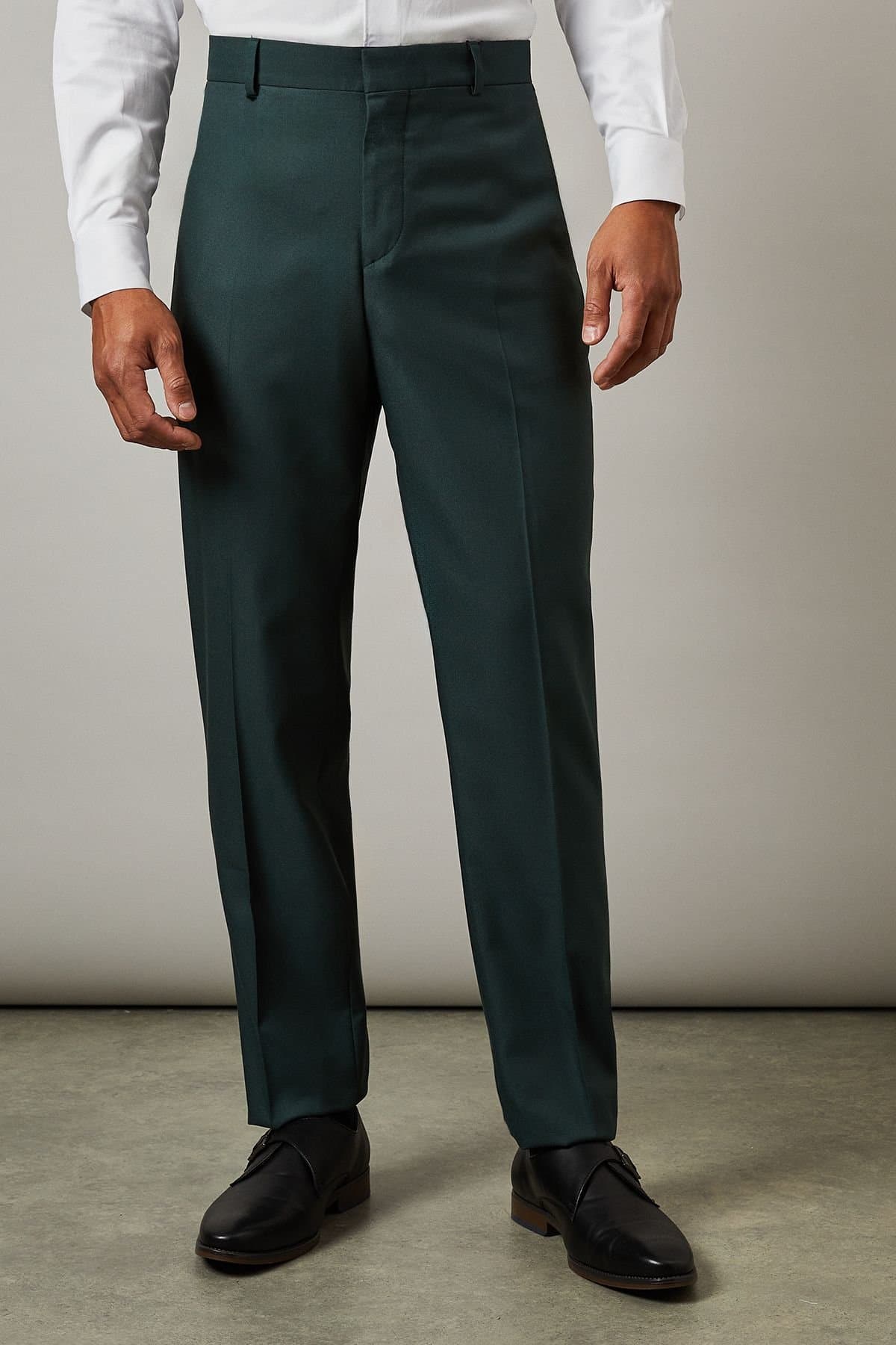 Burton Burton Men's Dark Green Slim Fit Suit Trousers
