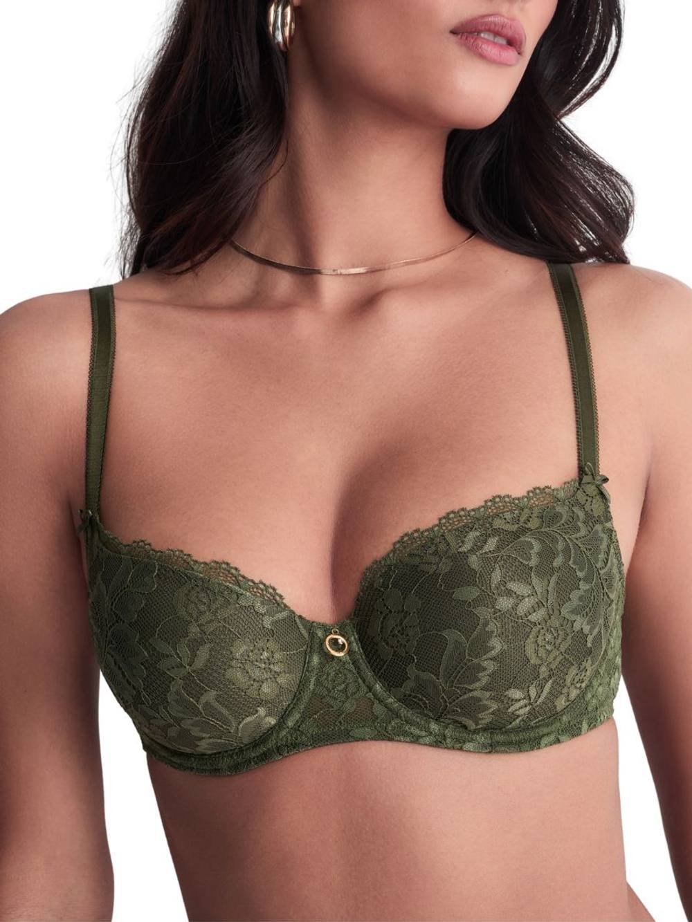 Aubade Aubade Women's Rosessence Care Half Cup Bra in Green - 2