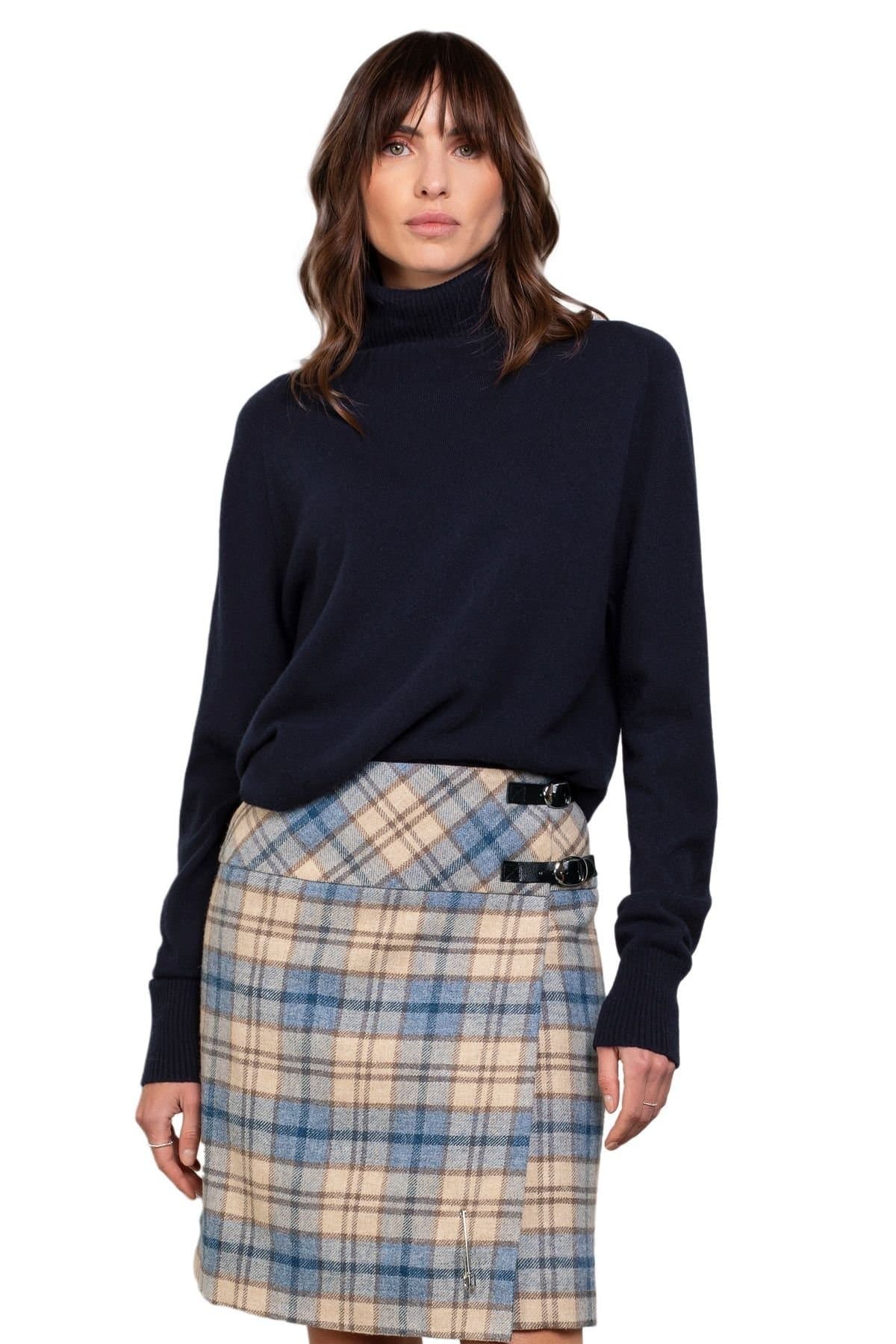 Celtic & Co Celtic & Co Women's Geelong Wool Slouch Turtleneck Sweater in Dark Navy