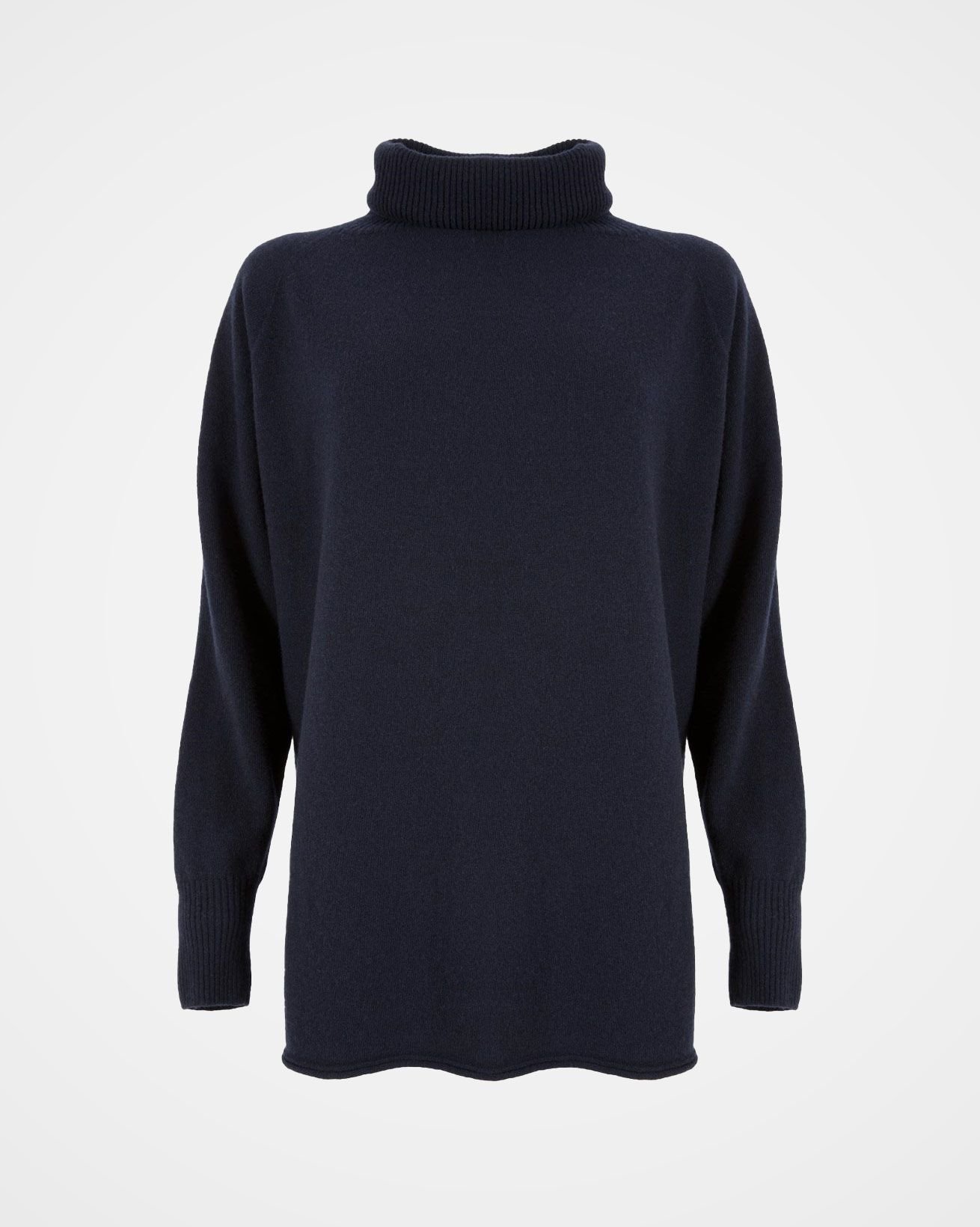 Celtic & Co Celtic & Co Women's Geelong Wool Slouch Turtleneck Sweater in Dark Navy - 2