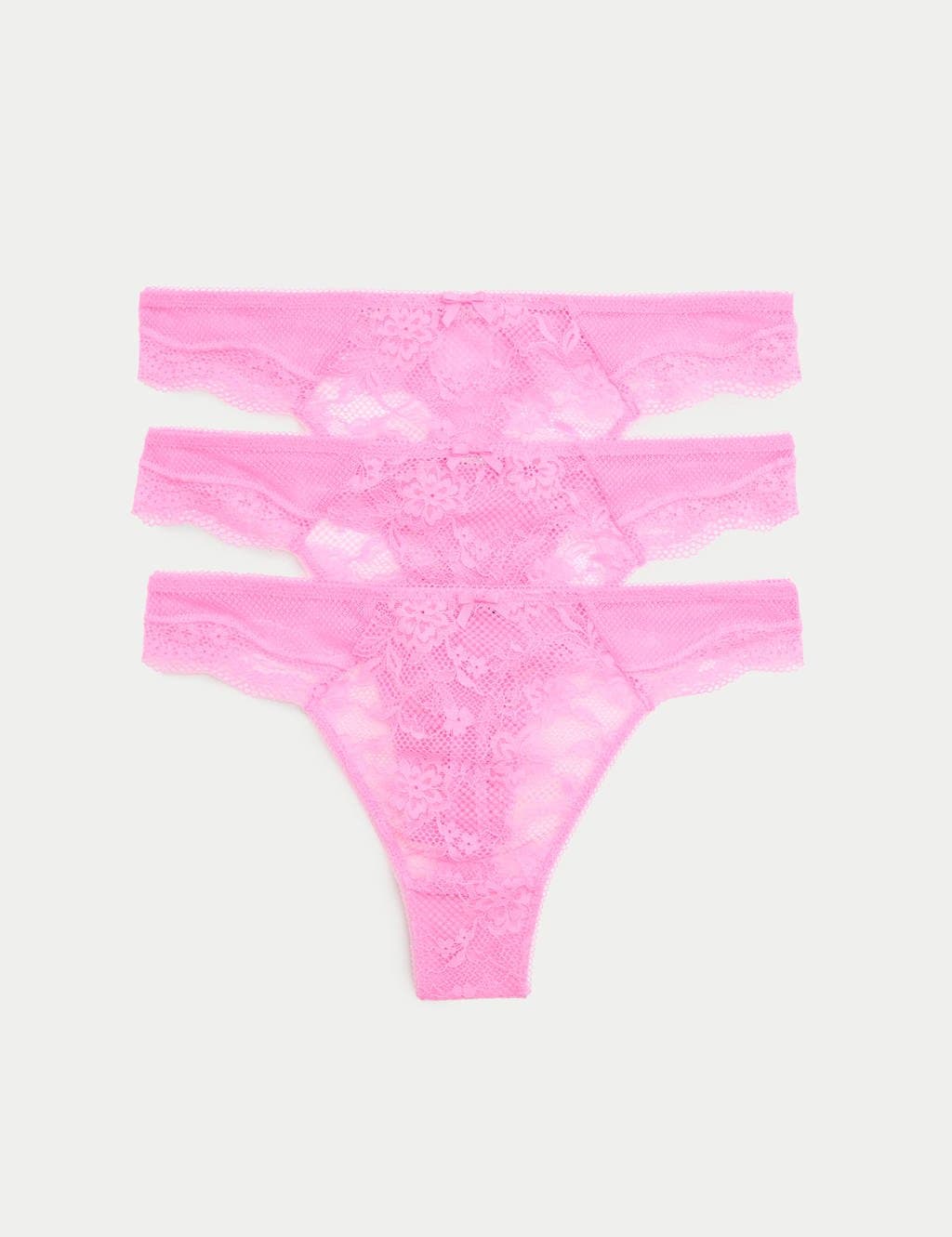 Marks & Spencer M&S 3pk Jasmine Lace Thongs Pink Shimmer