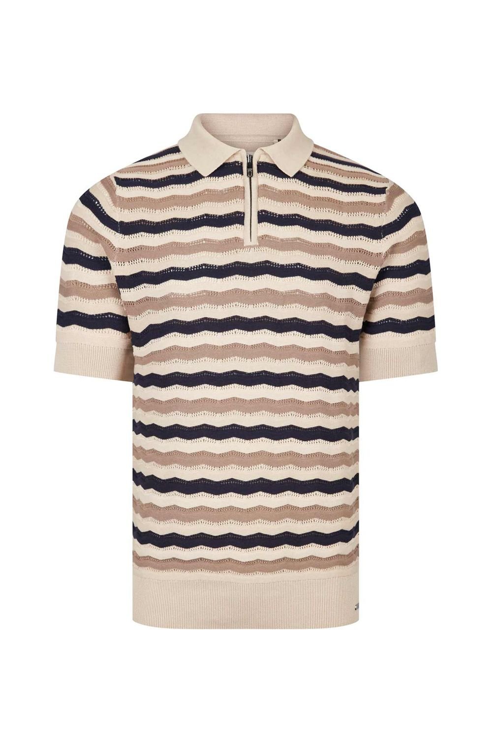 Luke 1977 Luke 1977 Men's Maughold Zig Zag Knit Polo in Light Brown - 4