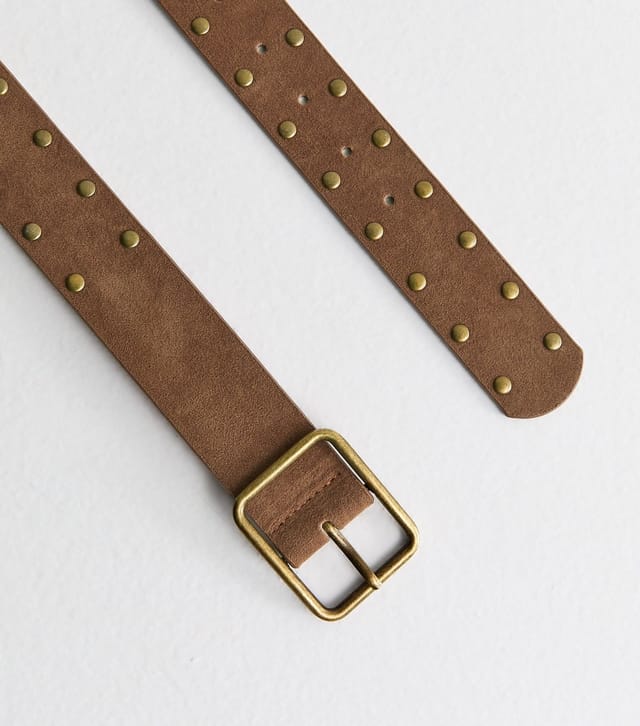 New Look Tan Faux Suede Studded Belt New Look - 3