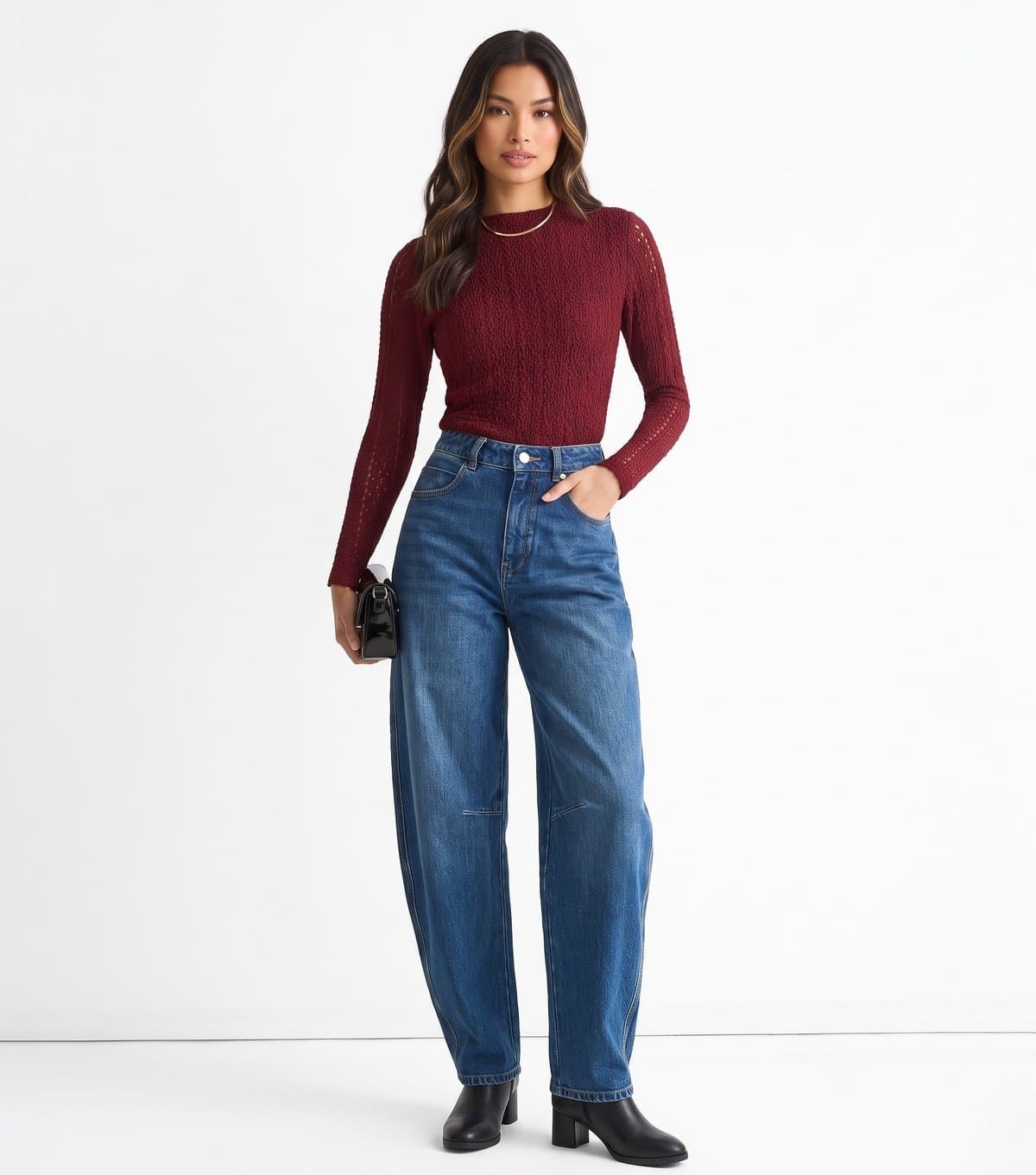 Gini London Women's Dark Blue Mid Rise Wide Leg Jeans Gini London New Look