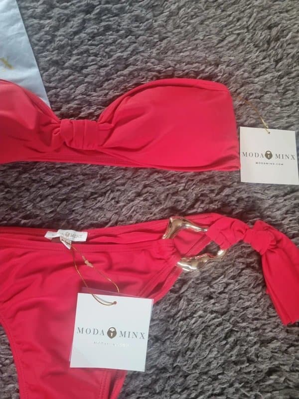 Moda Minx Moda Minx red bandeau iconic brazilian bikini set mixed size M/L