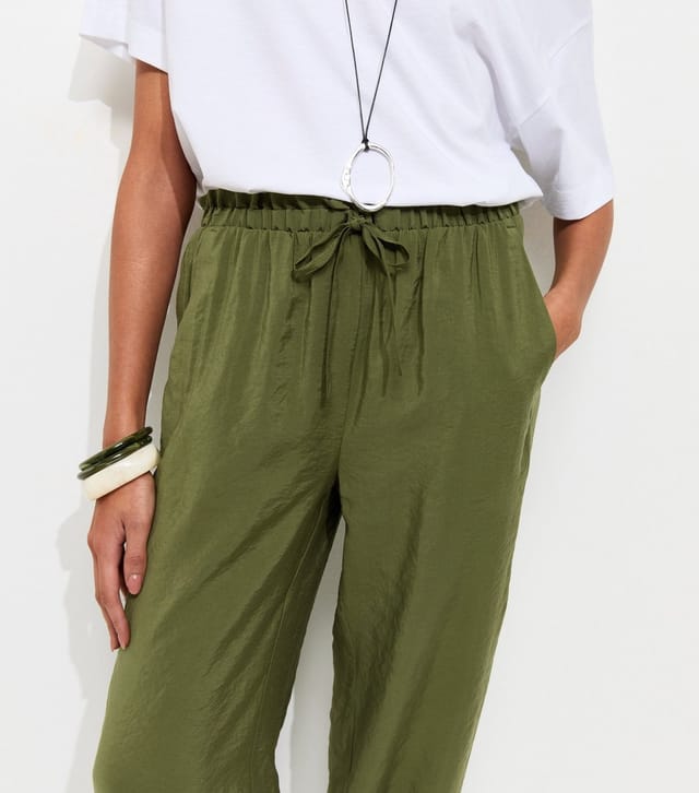 New Look Women's Dark Khaki Tapered Cuff Drawstring Trousers New Look - 3