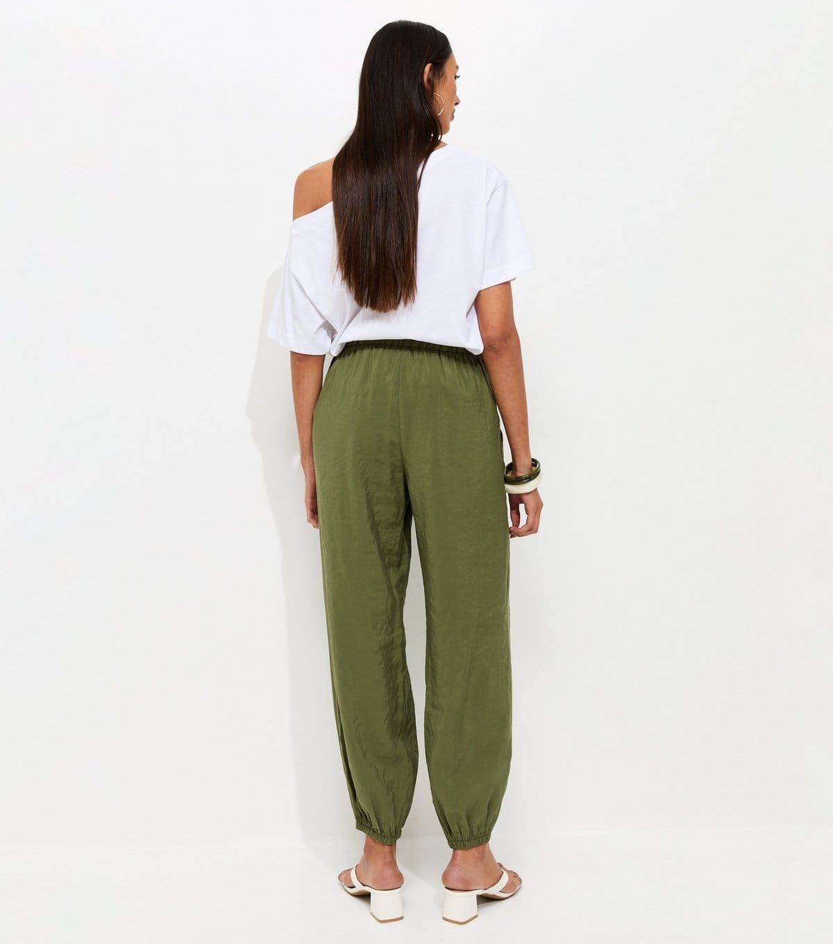 New Look Women's Dark Khaki Tapered Cuff Drawstring Trousers New Look - 4