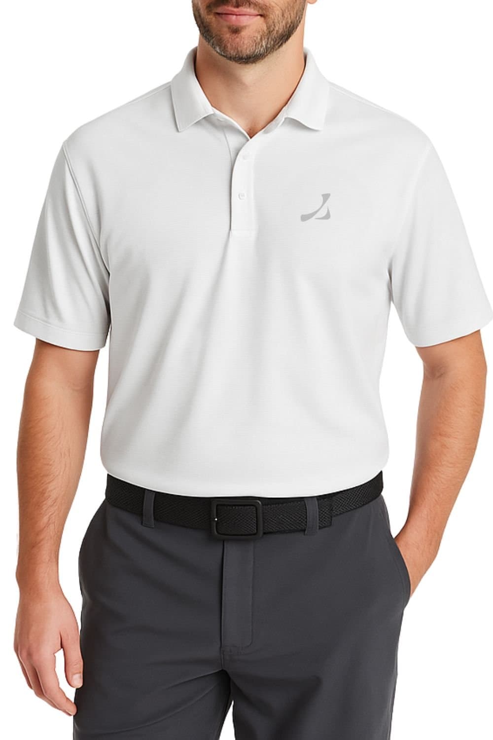 Under Par Under Par Men's UV Protection Stretch Waffle Knit Golf Polo Shirt in White