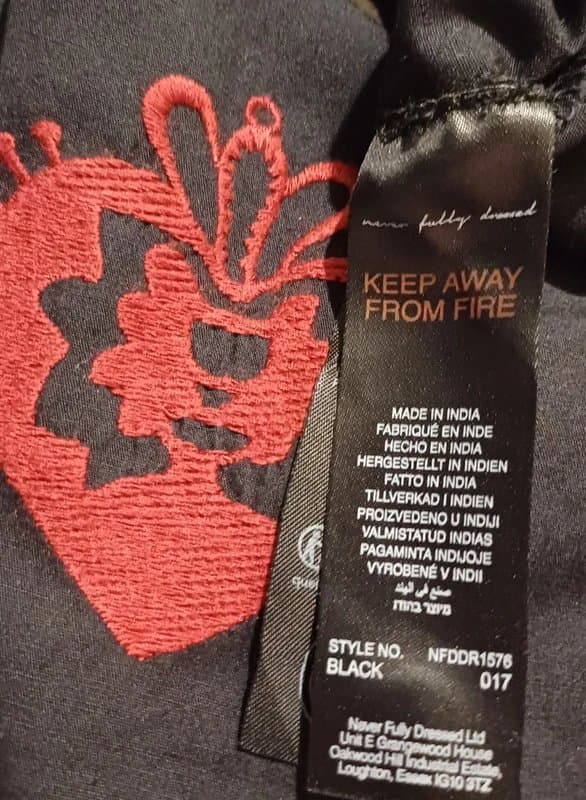 Never Fully Dressed Never Fully Dressed Black Embroidered Mini Shirt Dress