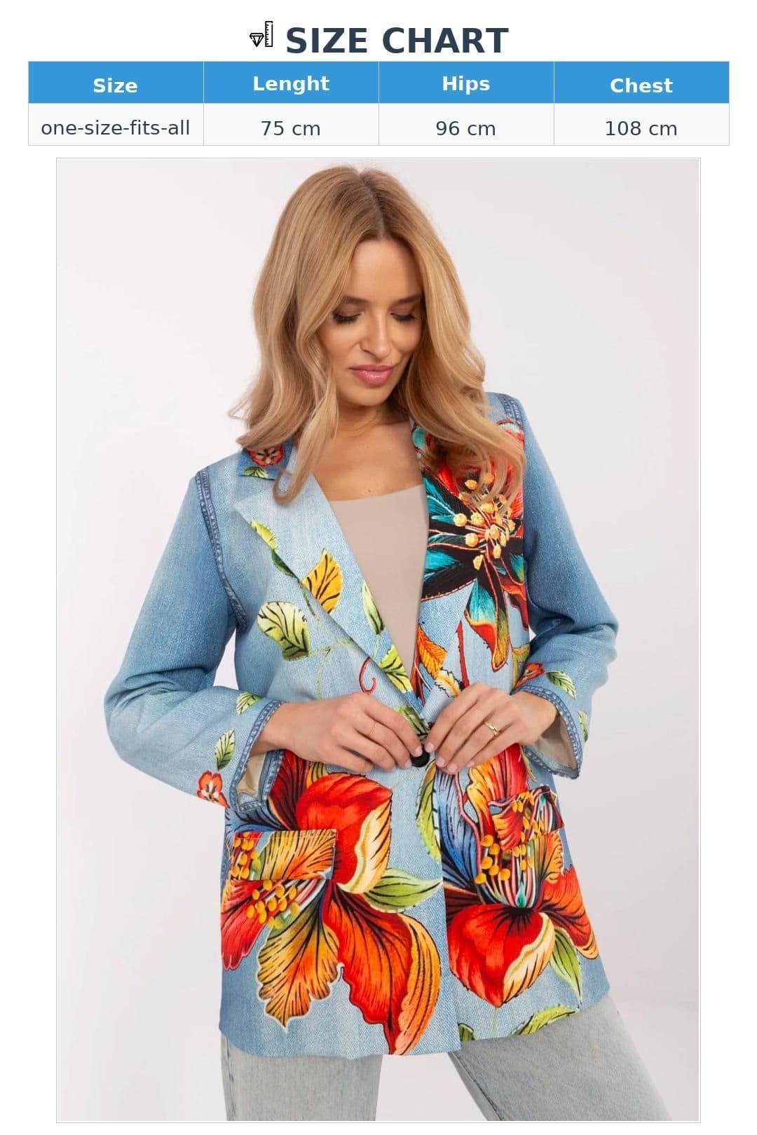 Love Lace Love Lace Women's Floral Denim Look Blazer Spring Summer in Blue - 4