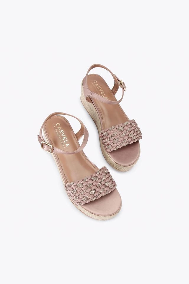 Carvela Carvela Women's 'Treccia Flatform' Fabric Sandals in Pale Pink - 2