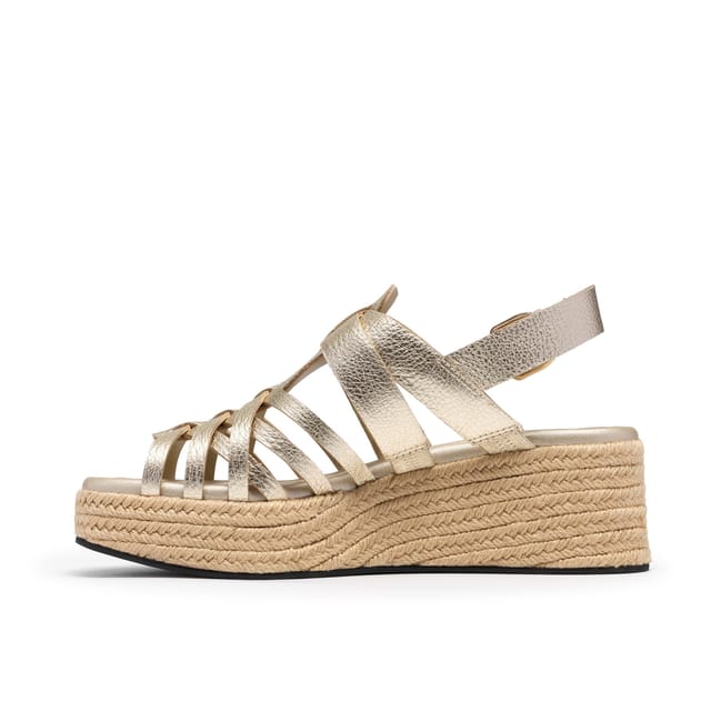 Clarks Clarks Women's Tessiah Strap Gold Leather Wedge Sandals - 2