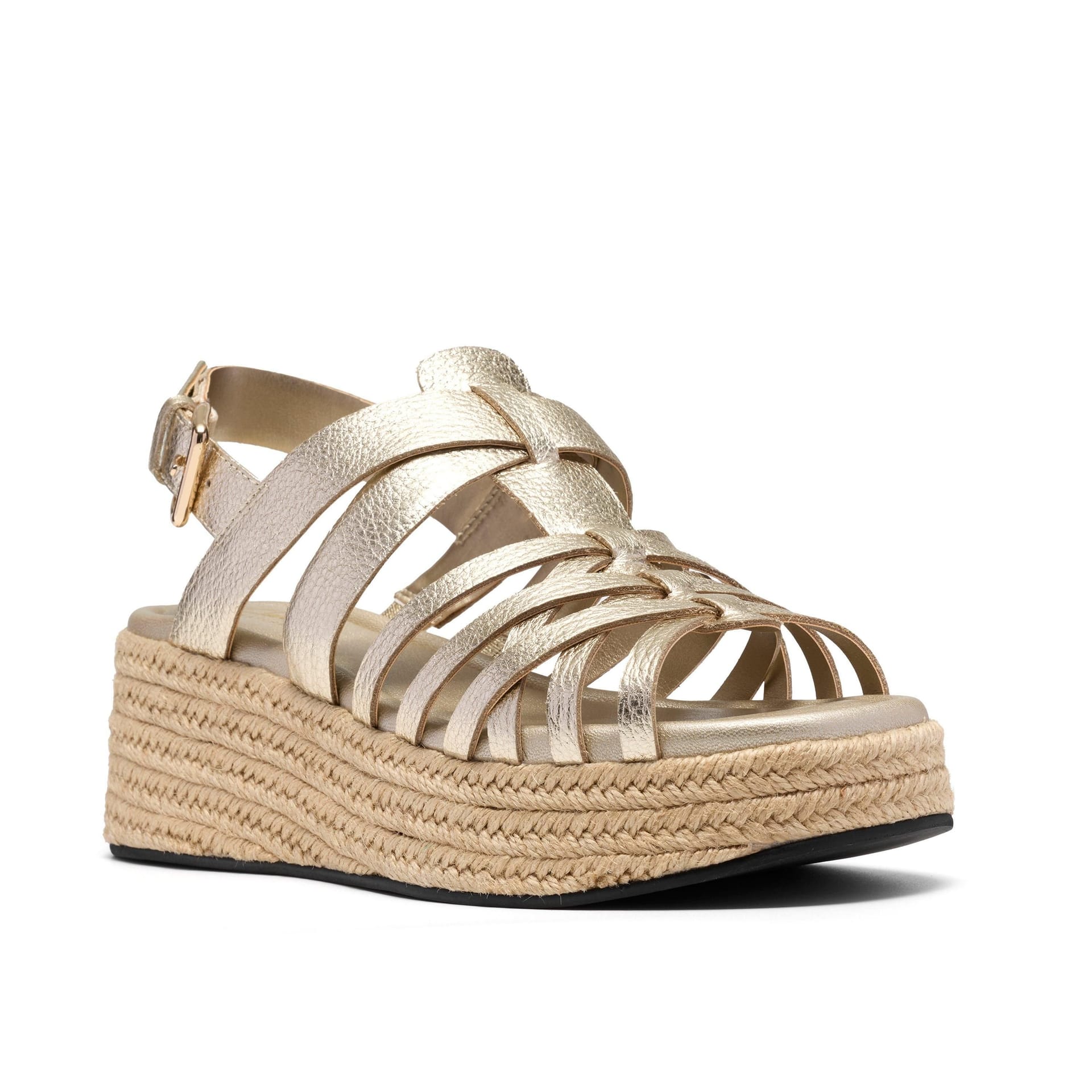 Clarks Clarks Women's Tessiah Strap Gold Leather Wedge Sandals - 4