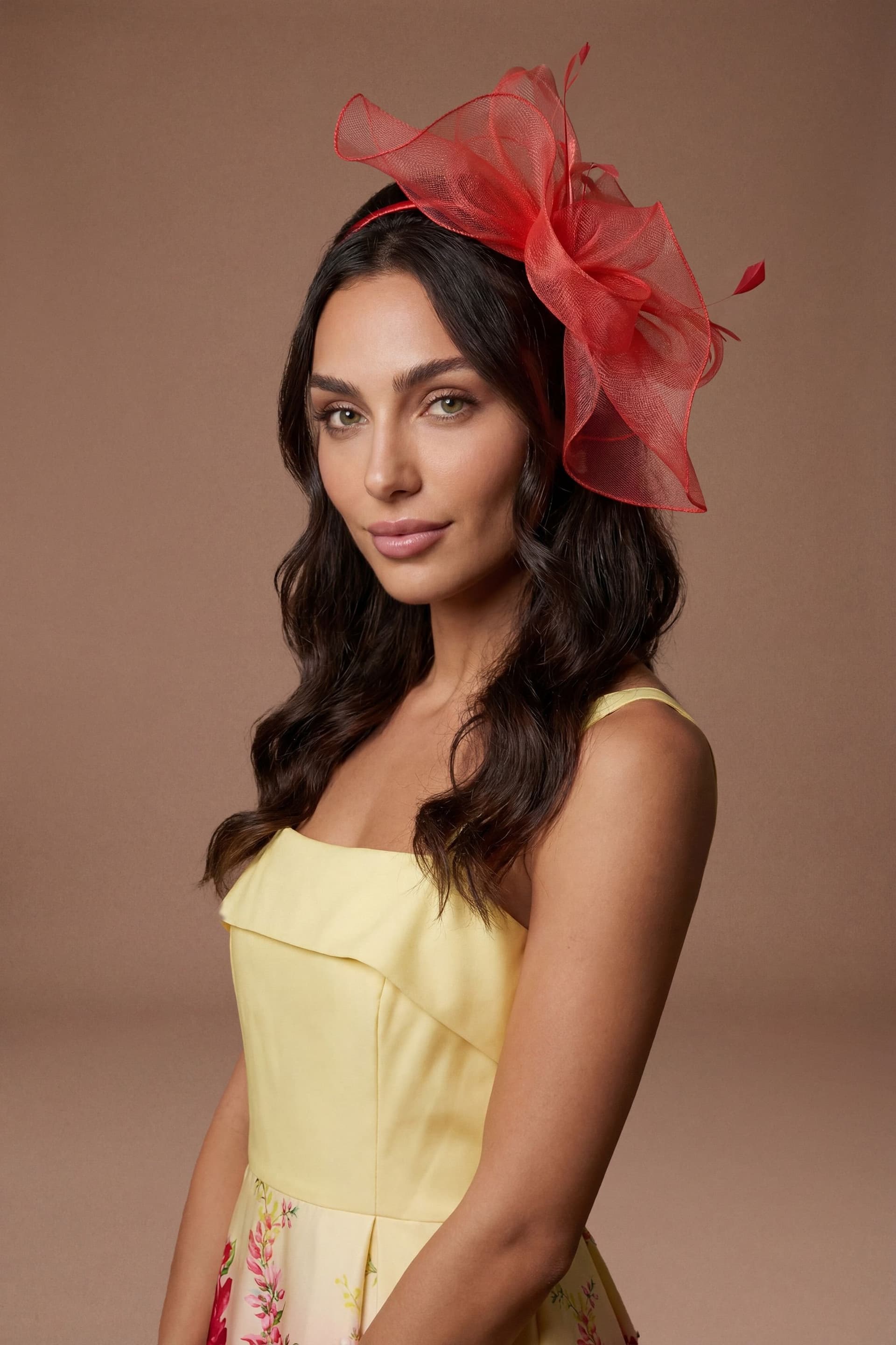 Coast Coast Women's Structured Mesh Bow Flat Fascinator in Red