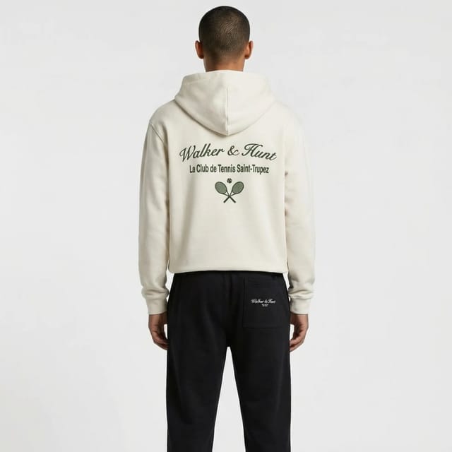 Walker & Hunt Walker & Hunt Men's St Tropez Tennis Club Hoodie in Off-White - 3