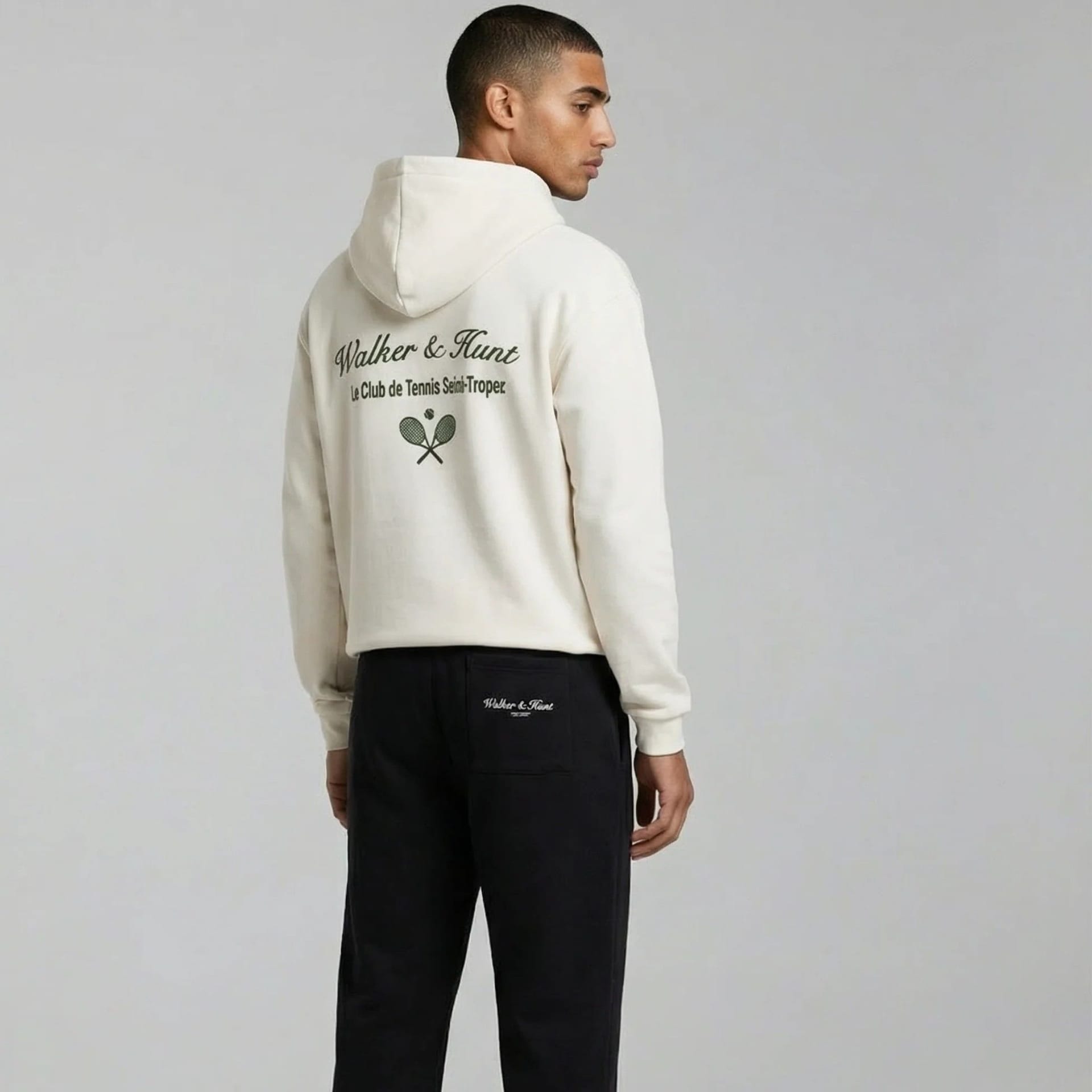 Walker & Hunt Walker & Hunt Men's St Tropez Tennis Club Hoodie in Off-White - 4