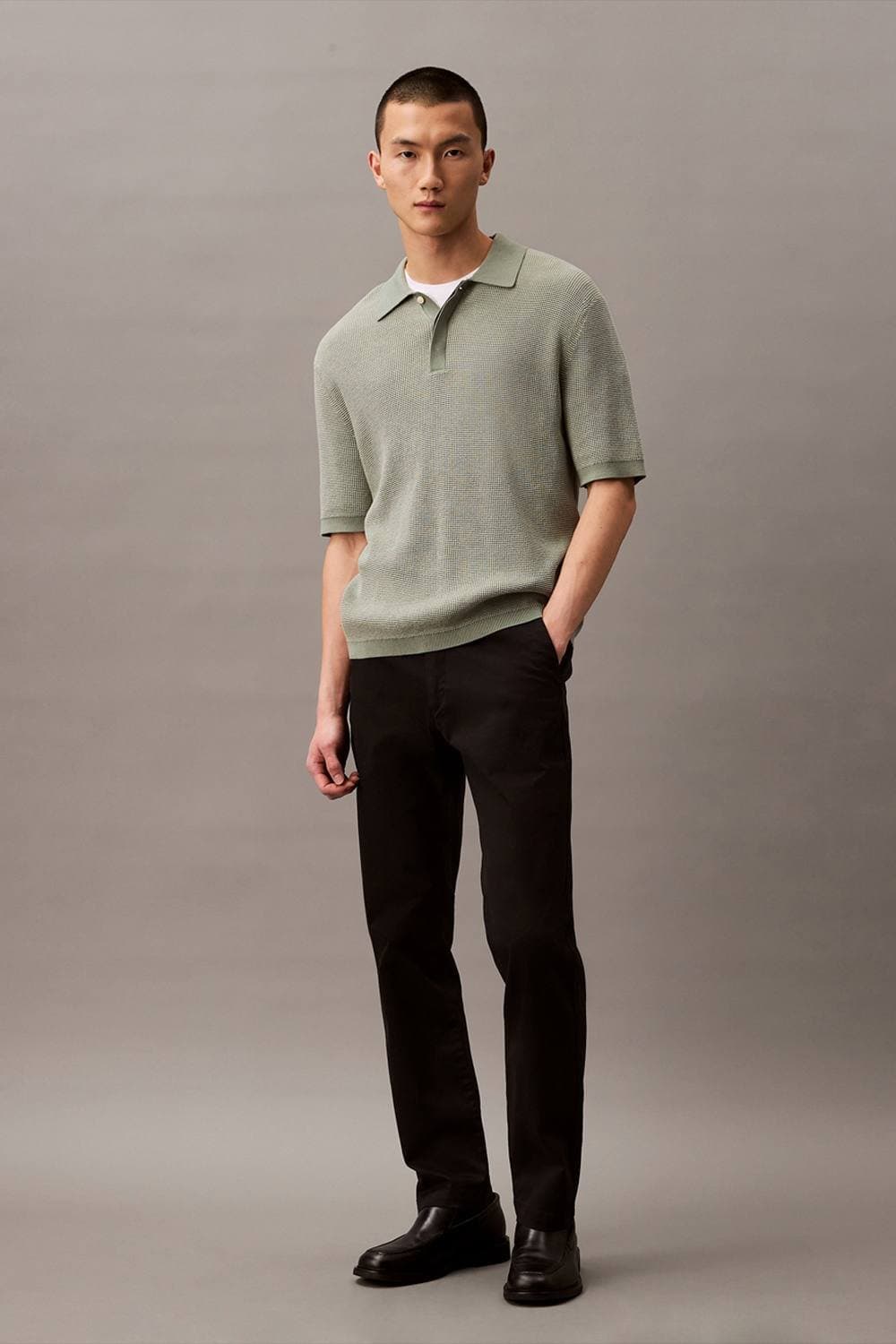 Calvin Klein Calvin Klein Men's Slim Cotton Stretch Chino Trouser Black in Grey